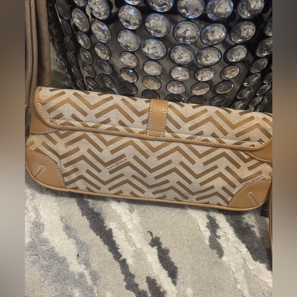 Via Spiga Monogram Clutch/ wristlet brown/Tan leather and fabric - New ! - Picture 6 of 11